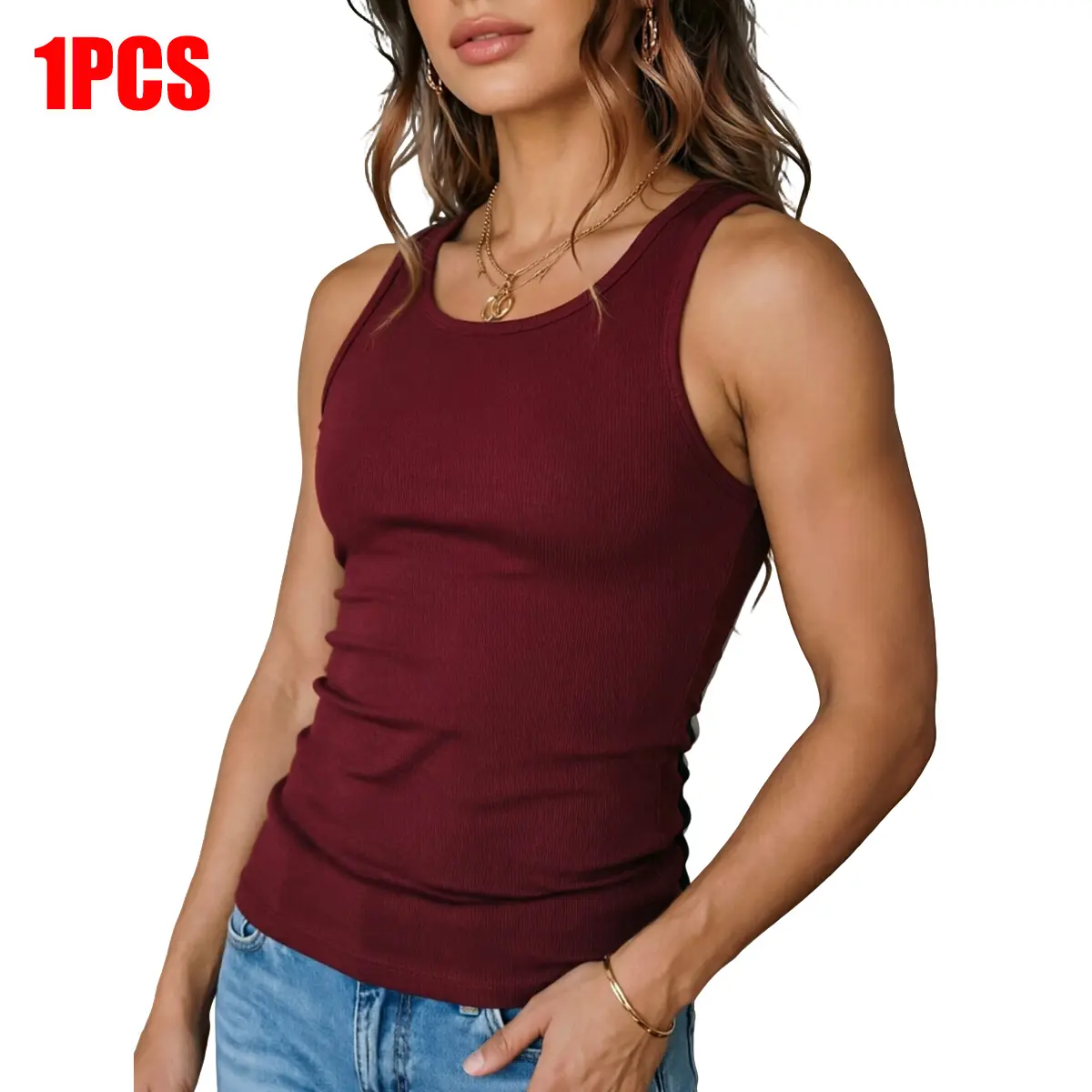 Soft stretch breathable polyester women outdoor sleeveless athletic vest, quick dry moisture-locking polyester material, crew neck dual reflective strips, anti-fade slim bottoms for all summer outdoor sports and relaxed daily matching.