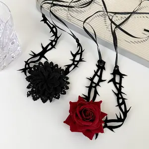 Best-selling Dark Night Rose, Halloween rose, Thorn choker necklace, collar, costume accessories