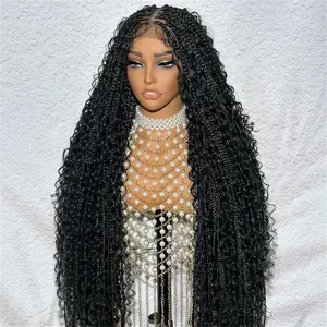 Wiggins 36 Inch Box Braided Wigs Full Lace Front Wig Synthetic Long Braided Wig Synthetic Braided Wigs With Boho Curly Ends WeeklyDeals #SpringStatements