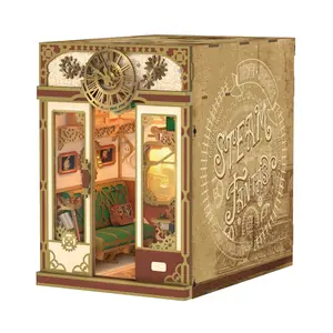 Tonecheer DIY Wooden 3D Puzzle Book Nook Kit for Adults, Steam Age Vintage Infinity Train Cabin Carriage Miniature Set, Decorative Bookend Craft Project Gift (Steam Fantasy)