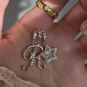 Dopamine Star Girl 26 Letter Necklace Stainless Steel Chain 22k