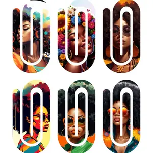 Boho/ Afro/ Jumbo Paper Clip/ Bookmark/ Journal Clip -Acrylic Paper Bookmark Sublimation Paperclips