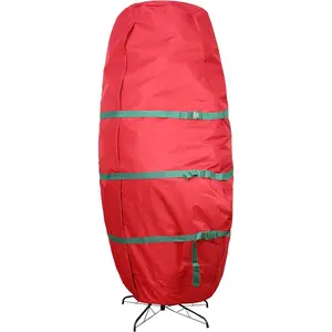 Upright Christmas Tree Storage Bag,Fits Up to 6 ft Tall Artificial Tree,Heavy Duty 600D Canvas Red Christmas Tree Storage Container with Sleek Zipper and Durable Handles (6 FT)