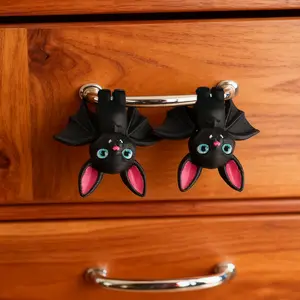 3D Printed Hanging Bat Statue Figurine, Card Line Hook Design, Wall Decor for Home Office, Holiday Gift for Animal Lovers