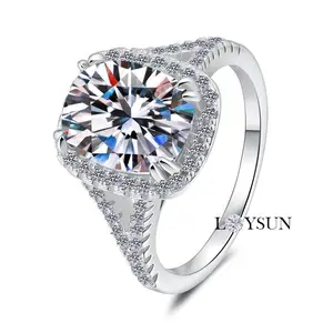 Loysun jewelry 4 Carat Moissanite/Gem-Grade Zircon Ring for Women, S925 Solitaire Band