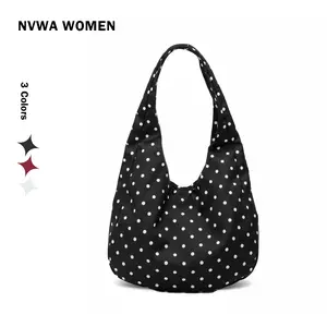 Slouchy Shoulder Bag Polka Dot Hobo Tote Bag for Women Y2K Knot 90s Lightweight Retro Handbag Purse Daily Travel Shopping