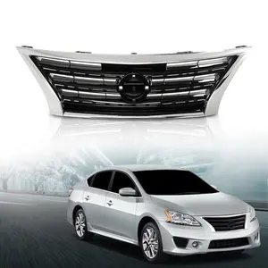 Fit For 2013-2015 Nissan Sentra Front Upper Bumper Grille Grill w/ Chrome Trim