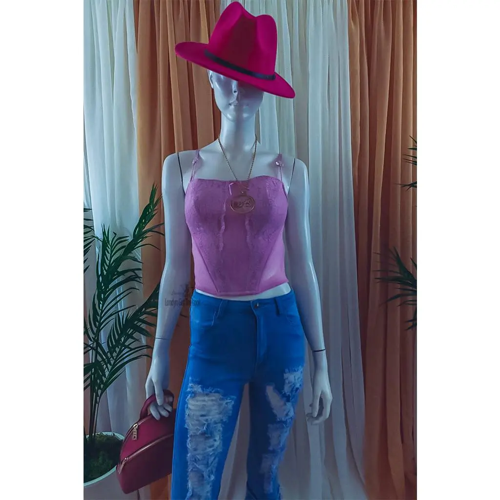 Londyn Fedora Wide Brimmed Hat (Pink/Red)