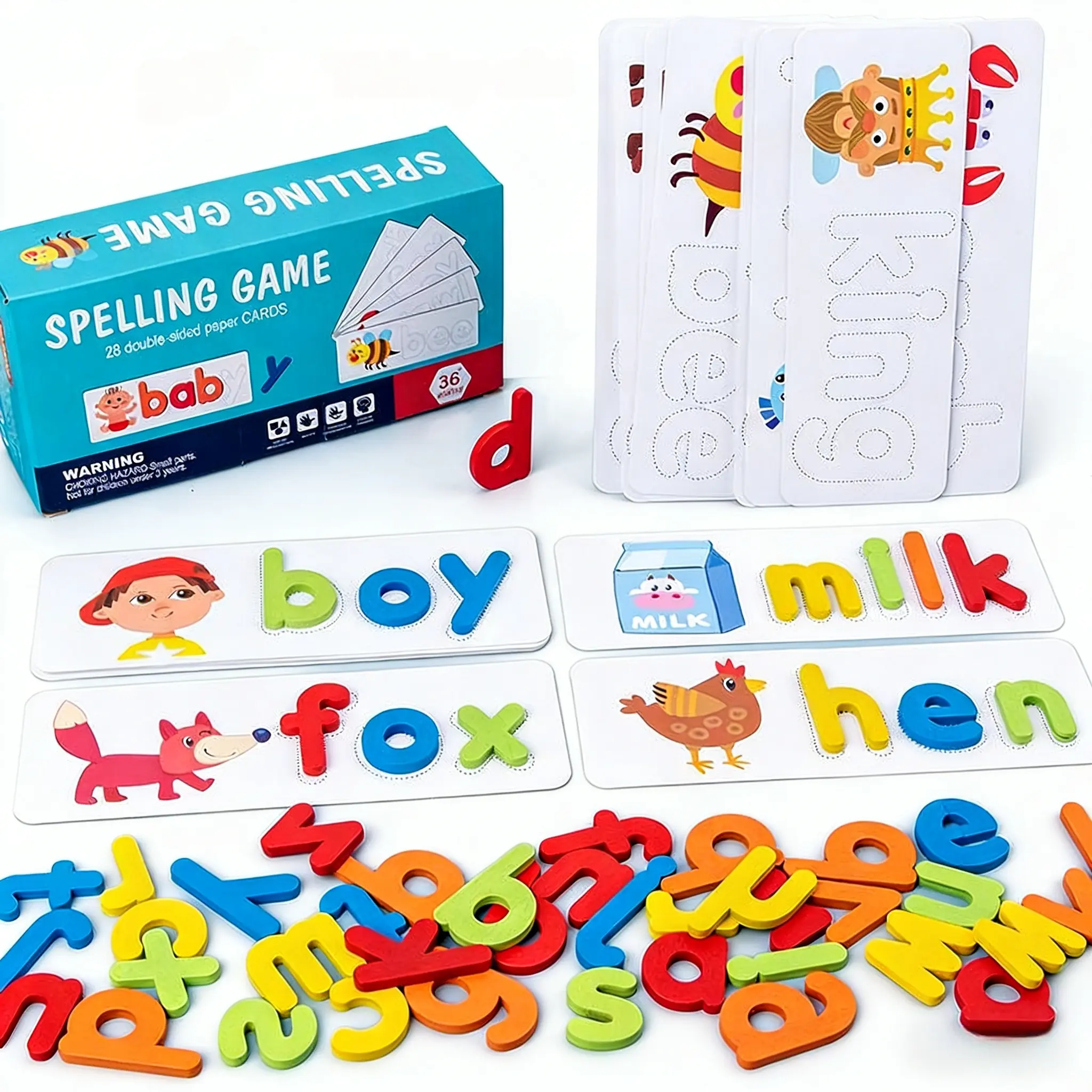 Wooden ABC Letter Matching Jigsaw Puzzle Toy - Anxiety Fidget Alphabet Spelling Game, Toddler Learning Activities, Gift Ideas for Kids, Early Learning Educational Blocks with Learning Fun