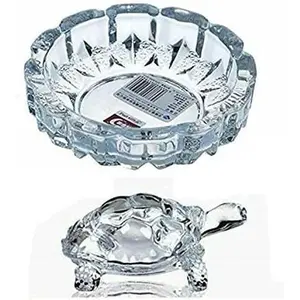 Glass Turtle-Tortoise for Feng Shui and Vastu/Feng Turtle Tortoise Showpiece  Good Luck,  Prosperity, Plate - Length :4.5, Width:4.5, Height :2.8 Inch