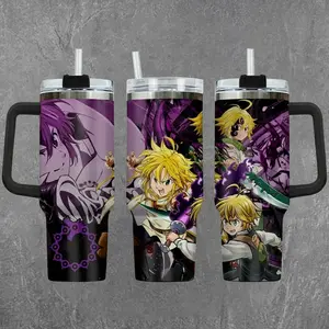 [Seven Deadly Sins] Meliodas 20oz & 40oz Tumbler With Handle, Seven Deadly Sins Anime Stainless Steel Cup, Demon Power Aesthetic Insulated Travel Mug, Otaku Drinkware, Gift For Anime Fans