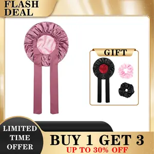 Double Layer Satin Bonnet, Adjustable Hair Bonnet, Soft and Breathable Heatless Styling Tool, Night Sleeping Cap for Women Haircare