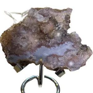 Pink Amethyst Natural Raw Slab Crystal Decor Geode Specimen with Unique Pink and White Patterns for Display or Collection store Home Decorative Piece Small Amethyst Druzy Clusters
