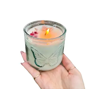 Manifest It Butterfly Crystal Candle – 10 oz Soy Candle with Crystal Topper