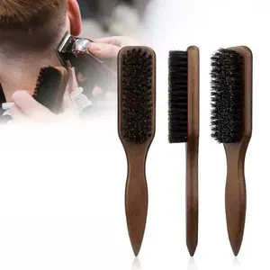1pc Slick Back Premium Hair Brush for Smoothing Ponytail, Soft Boar Bristle Styling Edge Control Brush for Sleek Hair, Wooden Rat Tail Pointed Handle Wax Stick for Hair, Teasing Hair Brush for Men Women Hair Brush Comb
