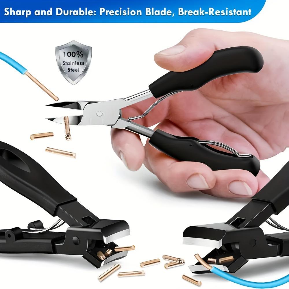 6Pcs Thick Toenail Clippers Set, Professional Ingrown Nail Nippers, Stainless Steel Pedicure Tools Set with Nail File & Cleaner