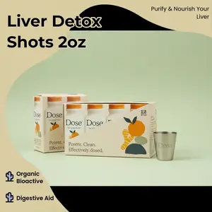 Dose For Your Liver Organic Detox Shots 2oz Turmeric Milk Thistle Dandelion Liver Cleanse USDA Certified 6/12 Pack