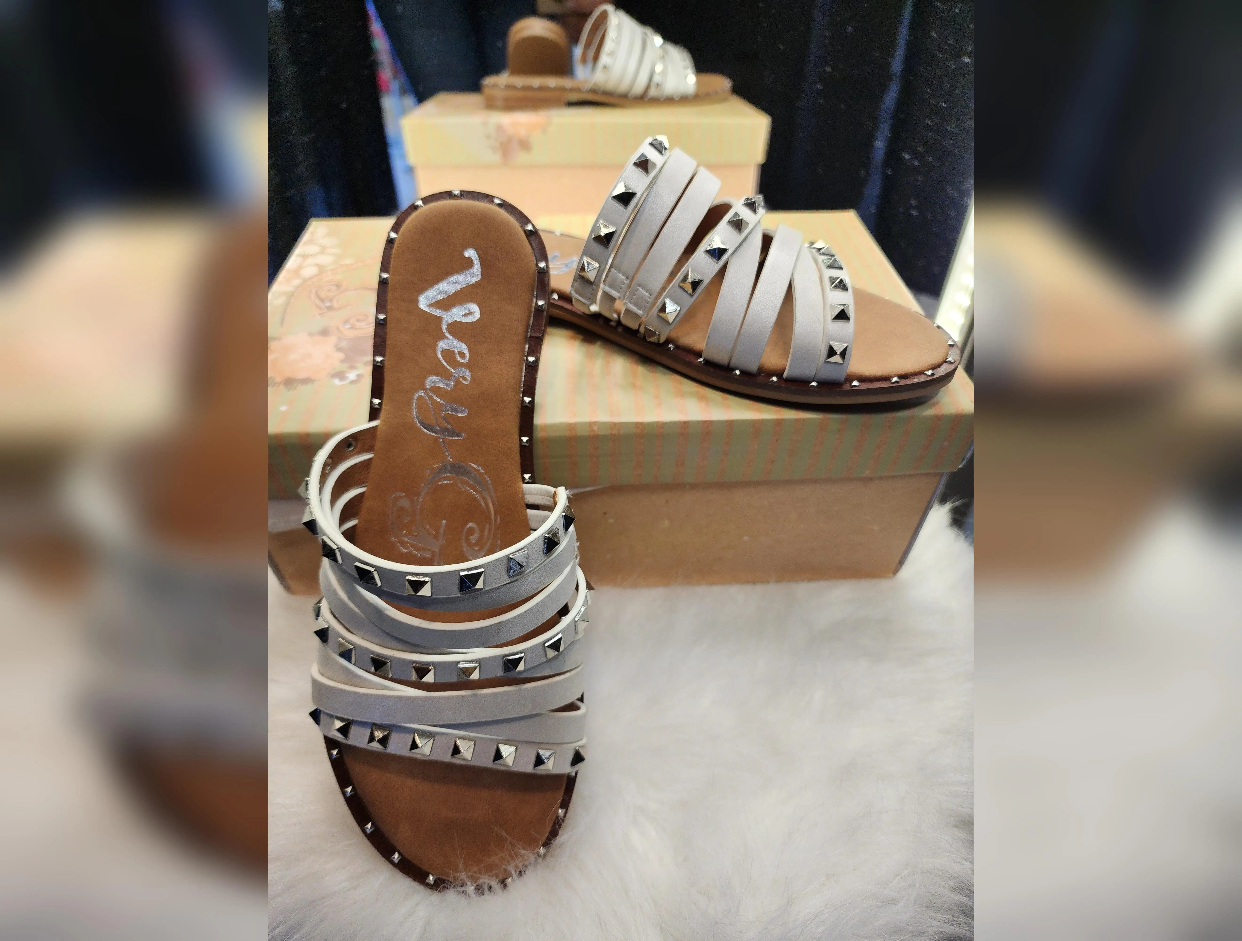 White Studded Sandals