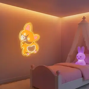 LC SIGN Cute Corgi Neon Sign - Dimmable Dog LED Light for Kids Bedroom, Nursery & Playroom - Kawaii Pet Lover Wall Decor Gift