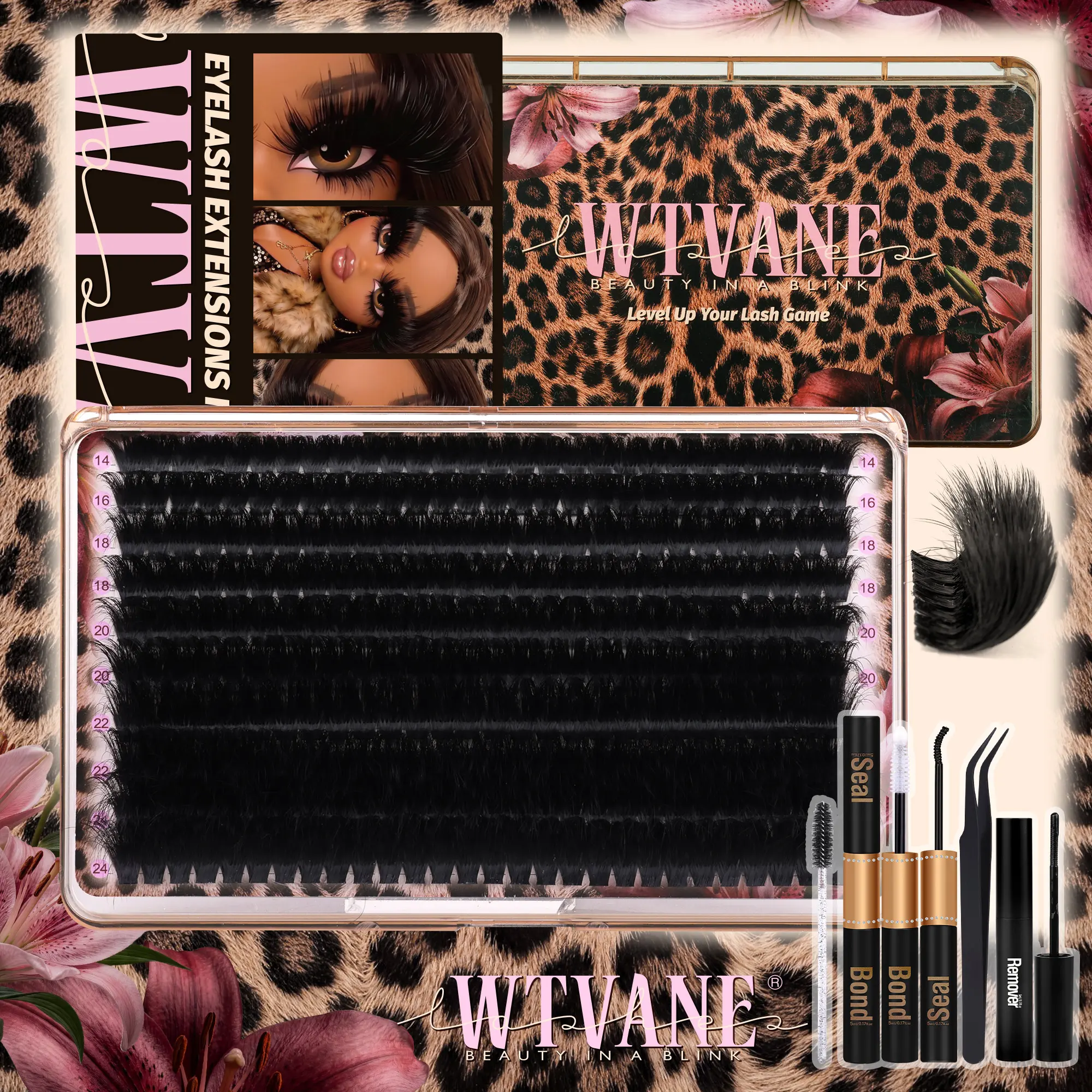 WTVANE 280Pcs Thick Lash Clusters 260D Dramatic Lash Clusters 14-24mm Mega Volume Cluster Eyelash Extensions D Curl Fluffy Individual Lash Clusters with Soft Thin Band Professional Salon Lash Extensions Look Ultra Dense & Long Extensions Empress Look