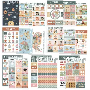 18 Boho Laminated Educational Poster For Toddlers , Preschool Poster For Classroom , Kindergarten Wall Decor , Interactive Classroom Decor