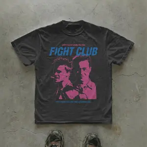 Fight Club T-Shirt, Retro Movie Art Tee, David Fincher Cult Film, Vaporwave Style, Minimalist Tyler Durden Graphic, Unisex Cotton Tee