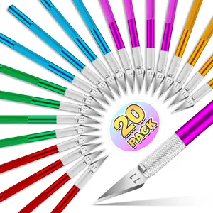 20 Pack Precision Craft Knives Bulk with Extra Blades for Art, Scrapbooking, Paper Cutting, Cardboard & DIY Projects
