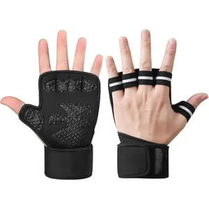 Unisex Weight Lifting Gym Gloves with Integrated Wrist Support Wraps, Anti-Slip Breathable Durable Workout Gloves for Men Women, Fitness Training Gloves for Weightlifting, Crossfit, Bodybuilding, Pull Ups, Cycling & All Indoor Outdoor Sports