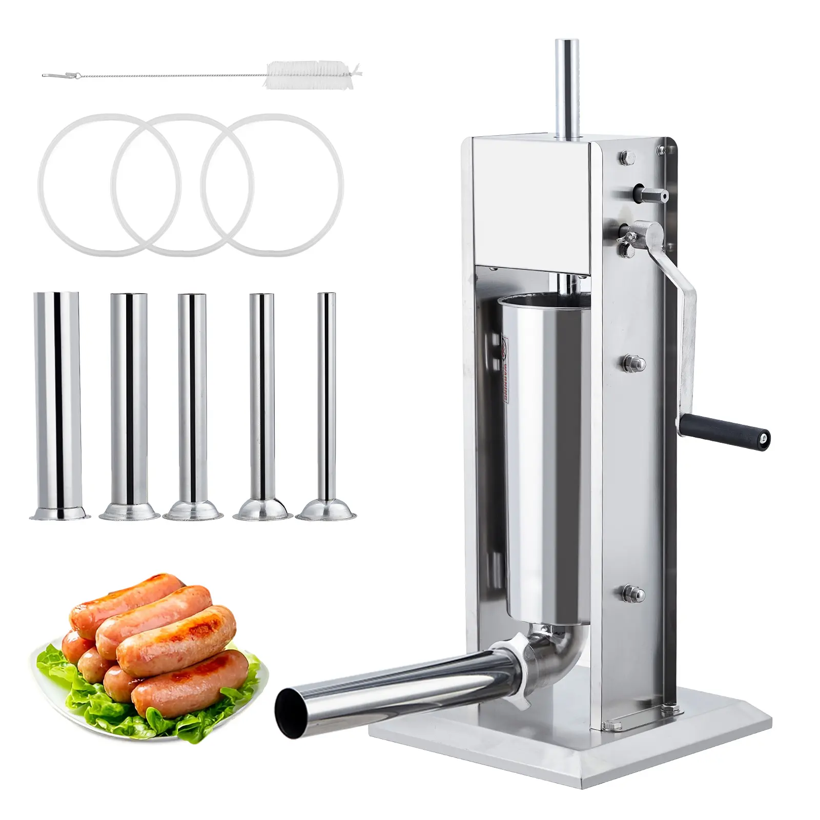 Heavy Duty Manual Sausage Stuffer 22LBS - 10L Stainless Steel Sausage Maker, Meat Filler Machine with Dual Speed for Home & Commercial Use