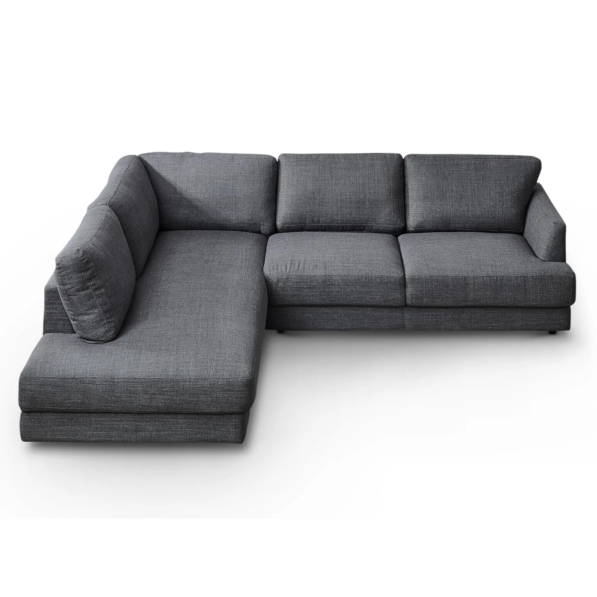 Glendale Grey Linen L-Left Sectional Sofa - Comfy Indoor Lounge Couch, Modern Minimal Interior Living Room Furniture
