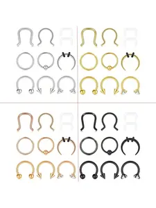 10PCS 16G Stainless Steel Nose Rings Septum Rings Nose Septum Rings Septum Ring Captive Bead Rings Horseshoe Piercing Jewelry Nose Rings Hoops