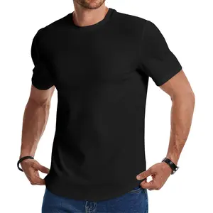 JMIERR Men Textured Knit T-Shirts Casual Stretch Ribbed Short Sleeve Shirt Gym Workout Athletic Tee Shirts
