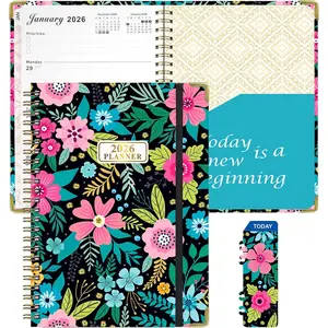 2026-2027 Planner Monthly Weekly Planner - Jan. 2026 - Dec. with Monthly Tabs + Contacts + Calendars + Holidays + Pocket, 6.2" x 8.5" -Wire Binding Agenda Book Academic Planner (2026-Colorful Flower)
