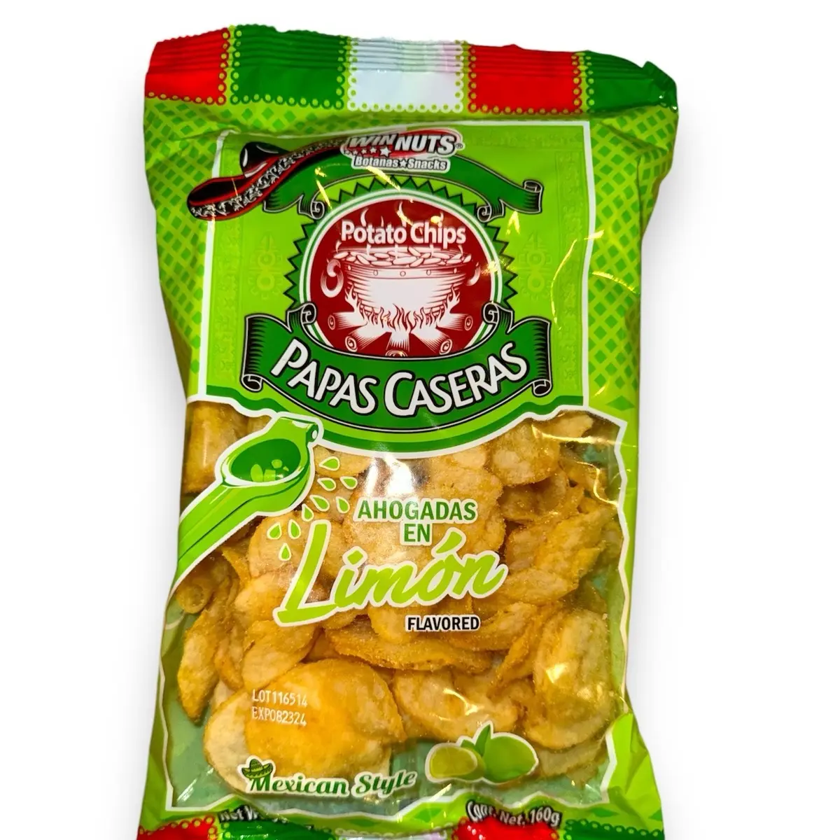Winnuts Papas Caseras Limon-Lime Flavored Kettle Potatp Chips