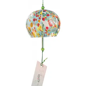 [Japanese Red Ornage Glass Wind Chimes Bells]Handmade Glass Suncatcher Birthday Christmas New Year Gift Garden Home Decors