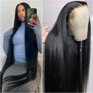 Gabrielle Smooth 13X6 Lace Frontal Wigs 13X4 Transparent Lace Front Human Hair Straight Wigs For Women 30 38 Inch Brazilian Bone Straight Lace Front Wig