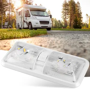 RV LED Lights 1/2 Pack 12V Double Dome Ceiling Fixture with Switch, Interior Lighting for RV Trailer Camper Van Truck Boat