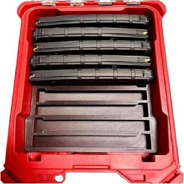 Compact Upright Slotted Packout Magazine Organizer Insert for AR Style Magazines, Shooter Gear, No-Rattle Secure Fit, Compatible with PMAG & GI Mags, .223/5.56 Office Filing Accessory