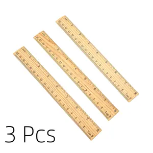 3-Piece 8-Inch 20cm Wooden Ruler Set, Measurement Tools, Inch and Centimeter Rulers, Wood Material, Precision Measuring Instruments