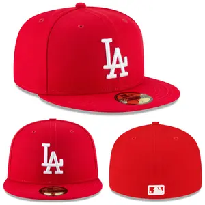 New Era Los Angeles Dodgers 59FIFTY RED Fitted Cap – Premium MLB Flat Brim Baseball Hat with Classic LA Embroidered Logo