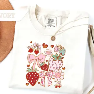 Comfort Colors  Strawberry Shirt, Fruit Shirt, Cottagecore Berries Tshirt, Strawberry Aesthetic, Botanical Garden, Beach Vacation Shirt - Lauriel Designs