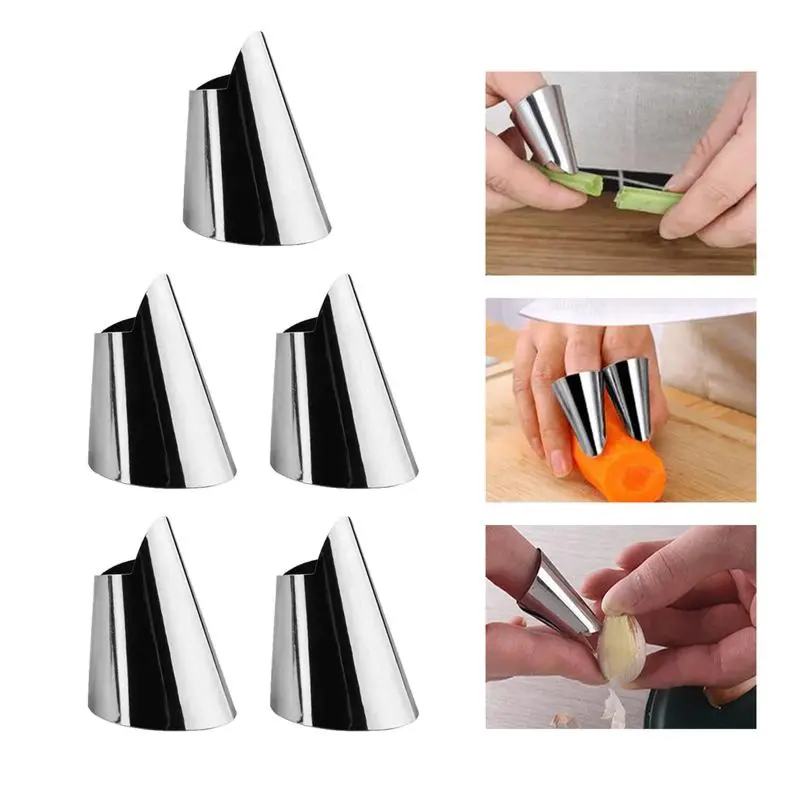 Stainless Steel Kitchen Finger Guard & Veggie Peeler Cutter, Durable Steel Utensil - Shields Skin, Peels Edamame, Water Chestnuts, Beans, Garlic, Avoids Direct Food Contact