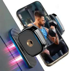 360° Rotatable Magnetic Phone Holder for Gym, Workout Phone Magnet Mount, Portable Gym Accessories Attach to Metal Surface, Universal Phone Stand for Content Creation Compatible with All Smartphones