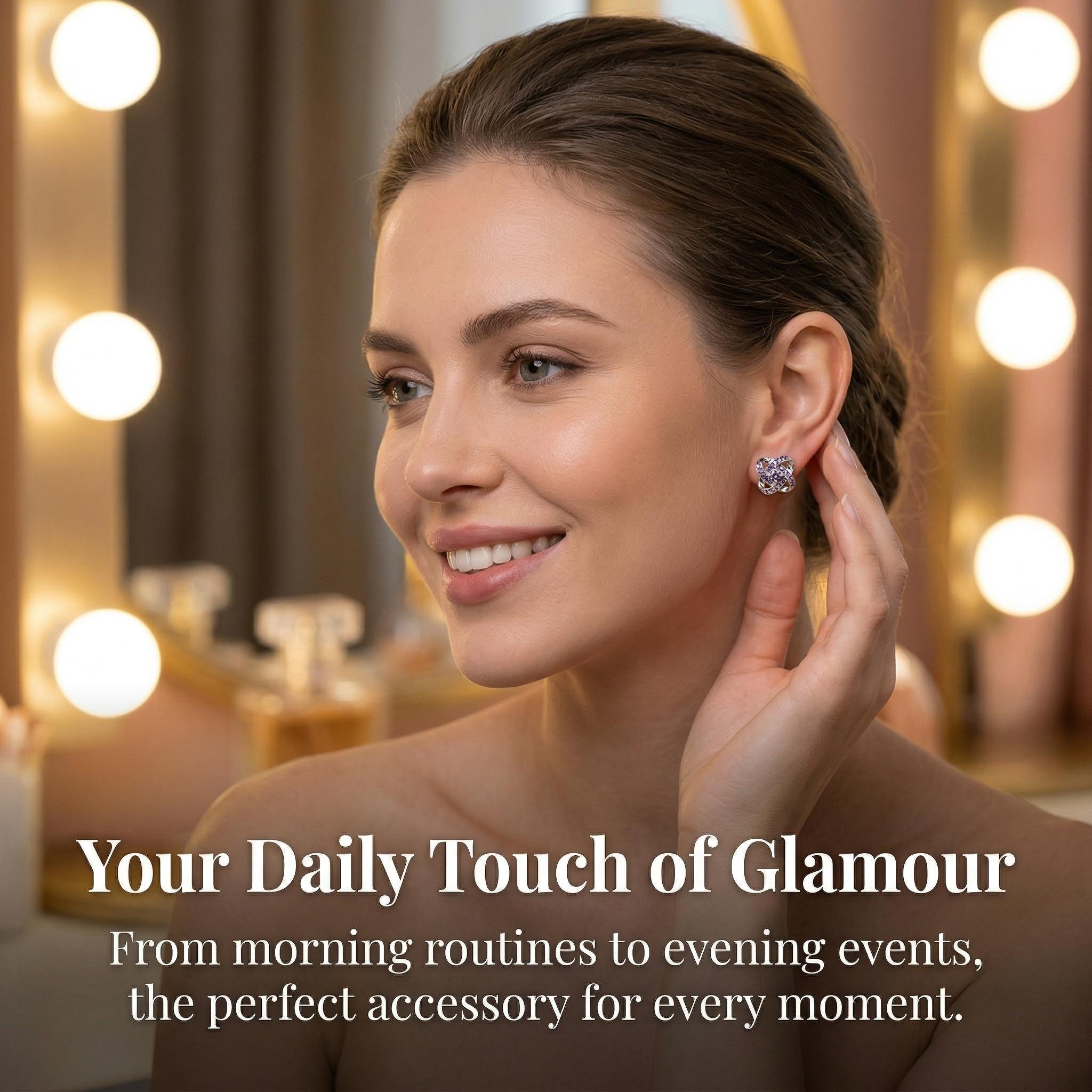 Four-Leaf Clover Stud Earrings — Stylish, Rotatable Lucky Clover Jewelry for Women — Simple & Elegant