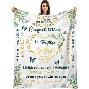 Bridal Shower Gifts, Bride to Be Gifts, Wedding Marriage Engagement Gifts for Couple Newlyweds Future Mrs Gift Bride Bachelorette Party Blanket 60" x 80"