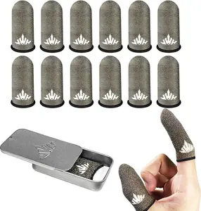 Ultra Thin Pure  Fiber Mobile Phone Gaming Accessories Finger Thumb Sleeve,Breathable Silky,12 Pack Guantes para Dedos Gamer,Storage Box, Dedales Gamer,Finger Gloves, for PUBG Gaming Cots