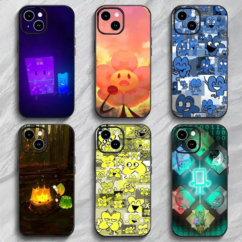 B-BFDI Battle For Dream I-Island Game Phone Case Black Matte Thin Protective Cover For iPhone 11-17 Pro Max/Plus & Samsung Galaxy S23-S25
