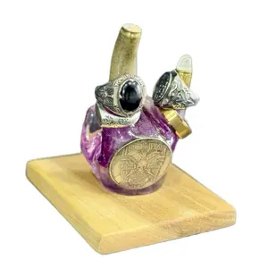 Handcrafted Bullet Ring Holder with Motorcycle Coin & Skull Emblem – Bold, Rustic Display Stand- Harley Lover