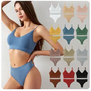 Women's Underwear Small Chest Push-up Thin Wireless Large Size Sports Sling Vest French Triangle Cup Bra Set