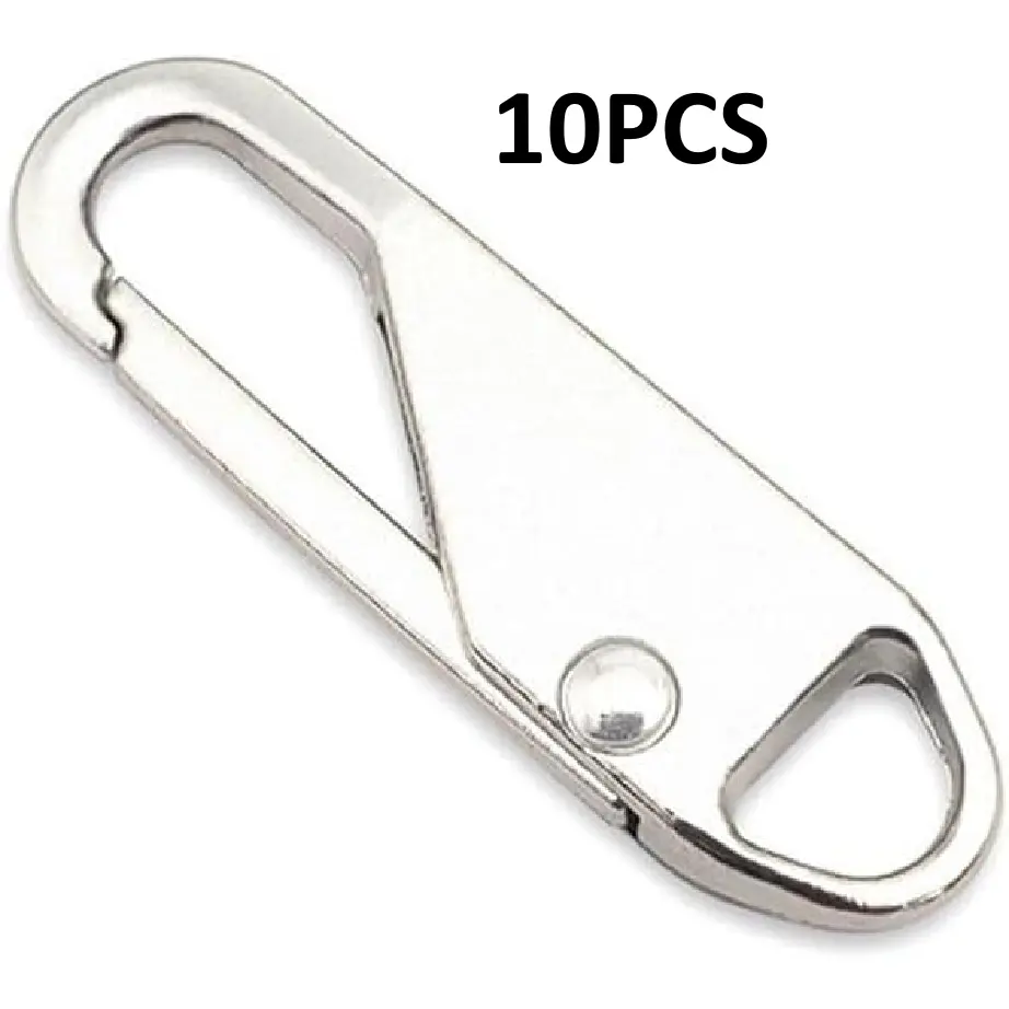 10PCS Zinc Alloy Removable Zipper Pull Replacements - DIY Sewing Repair Kit with Universal Snap-On Alloy Sliders, Self-Locking, Fade-Resistant, Rust-Resistant, Easy Installation for Clothing, Luggage